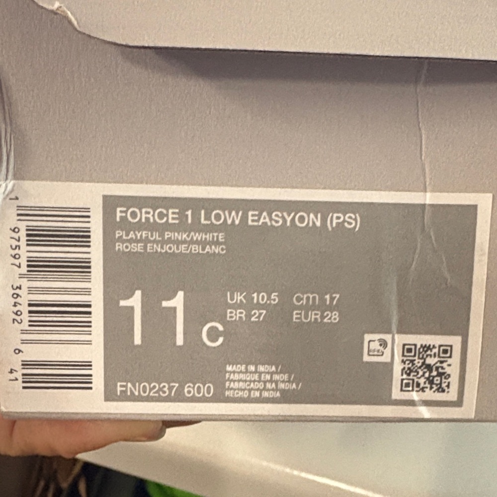 Nike Force 1 Low EasyOn PS in Pink and White